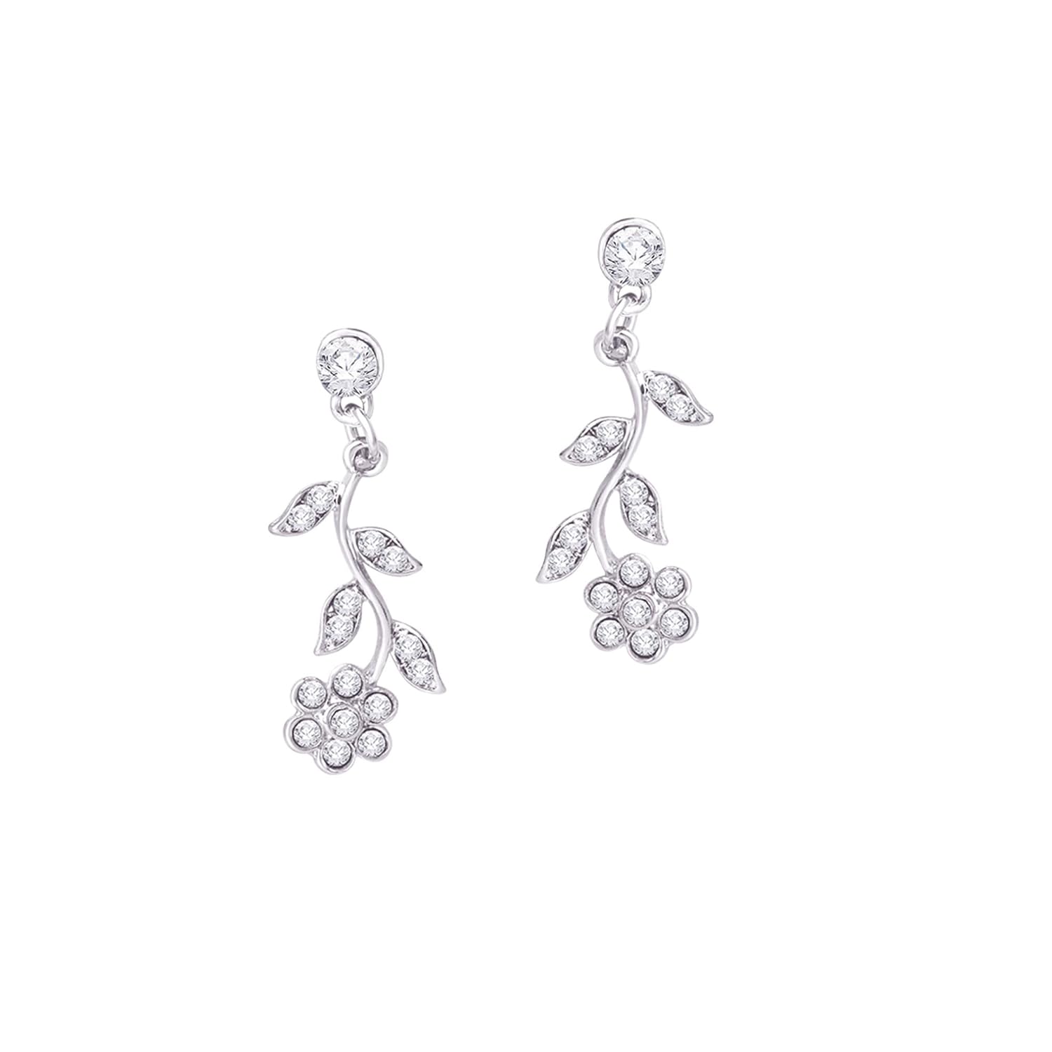 Atasi International American Diamond Style Silver Plated Necklace with Earrings Jewellery Set for Women – Perfect for Party, Wedding, and Engagement