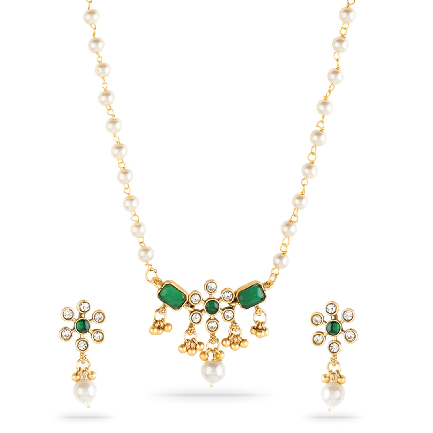 Rubans Necklace Set Gold Plated Traditional Stylish Floral Theme Jewellery Gift for Women & Girls