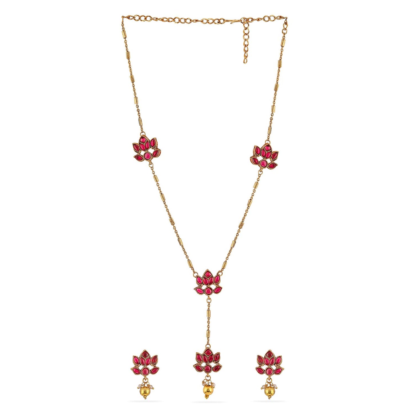 Rubans Necklace Set Gold Plated Traditional Stylish Floral Theme Jewellery Gift for Women & Girls