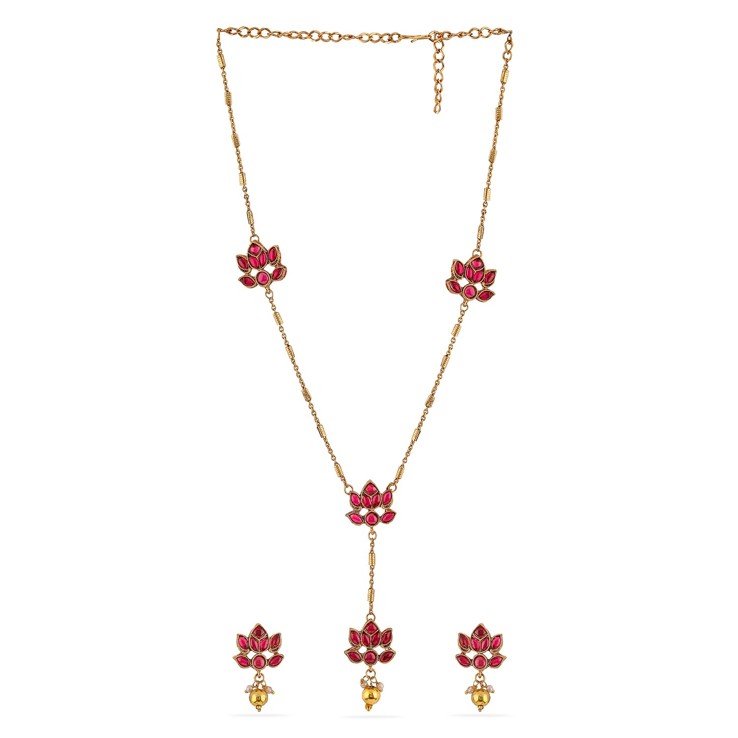 Rubans Necklace Set Gold Plated Traditional Stylish Floral Theme Jewellery Gift for Women & Girls