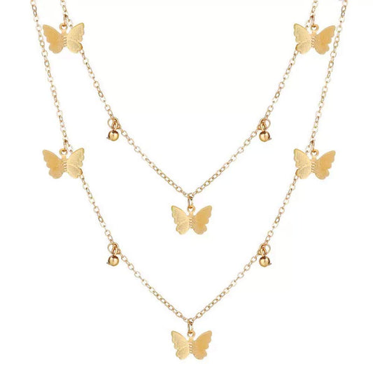Shining Diva Fashion Latest Multilayer Non Precious Base Metal Cubic Zirconia Golden Western Neckpiece Neck Chain Necklace for Women (12249np)