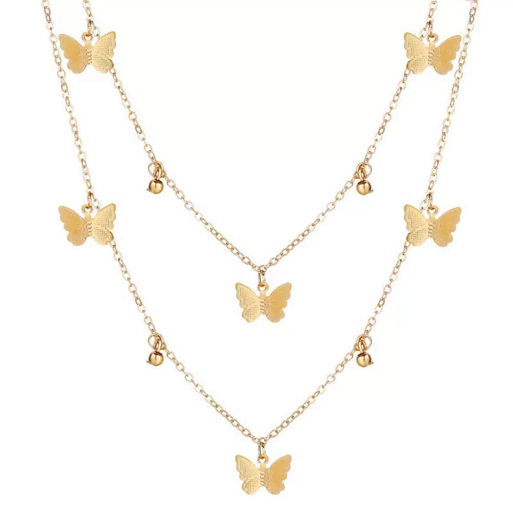 Shining Diva Fashion Latest Multilayer Non Precious Base Metal Cubic Zirconia Golden Western Neckpiece Neck Chain Necklace for Women (12249np)