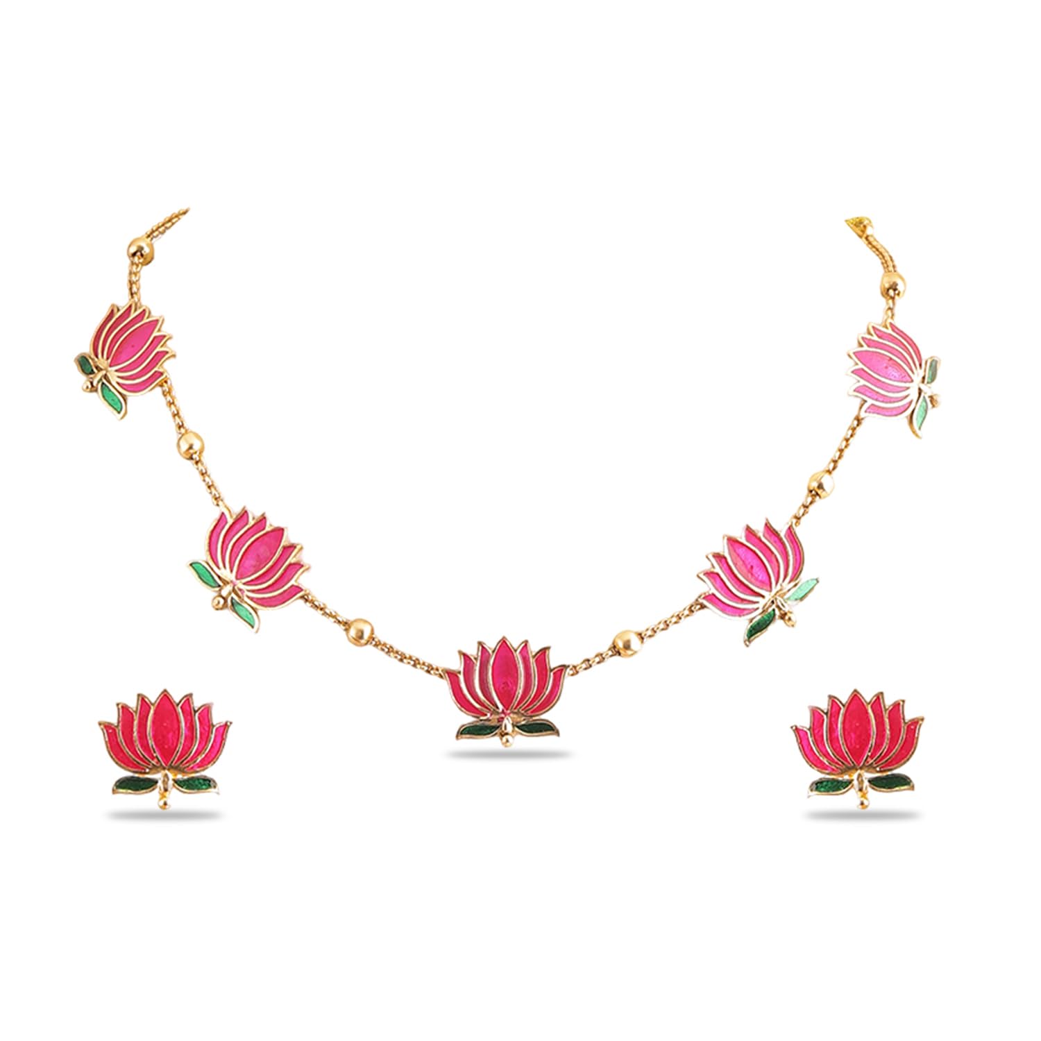 Rubans Necklace Set Gold Plated Traditional Stylish Floral Theme Jewellery Gift for Women & Girls
