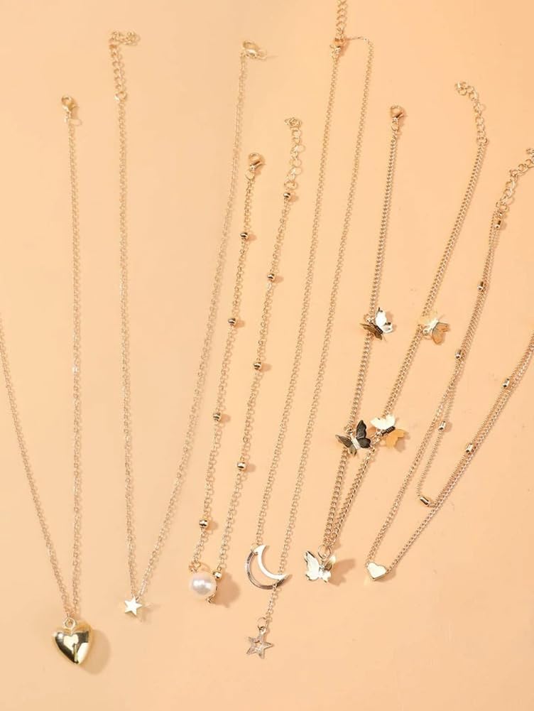 Shining Diva Fashion 5-7 Pcs Combo Latest Stylish Western Necklace Set for Women Pendant Necklace Gifts for Girls