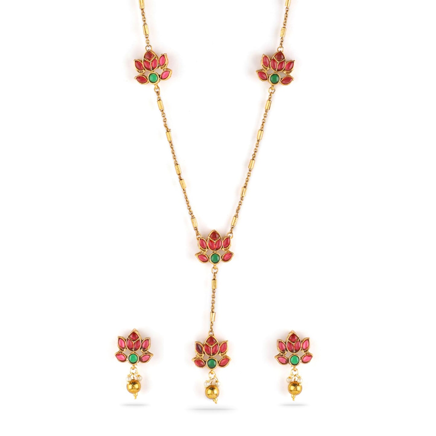 Rubans Necklace Set Gold Plated Traditional Stylish Floral Theme Jewellery Gift for Women & Girls