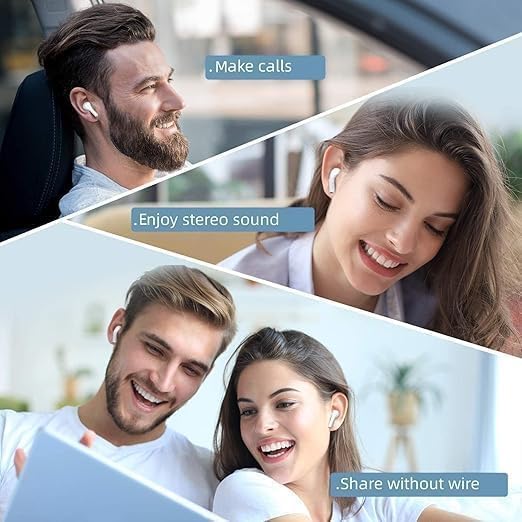 Wireless Earbuds Bluetooth 5.1 TWS Earphones Full Touch Control Headphones Built-in Microphone Immersive Sound Quality Ensure Fast Stable & Connection Smart LED Headset Sports Bud (White)