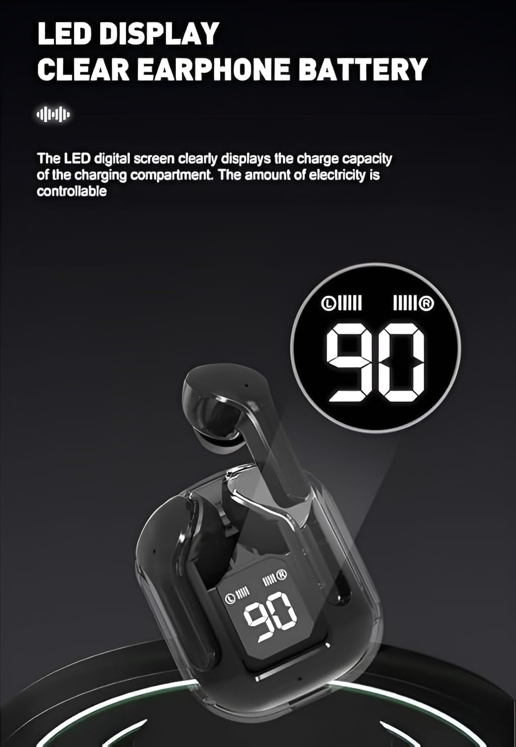 DX Mart True Wireless Stereo Wireless Earbuds, Ultrapods max TWS Bluetooth Earphones with Charging Case and LED Digital Display, Microphone, Works with iOS Android and Bluetooth Devices