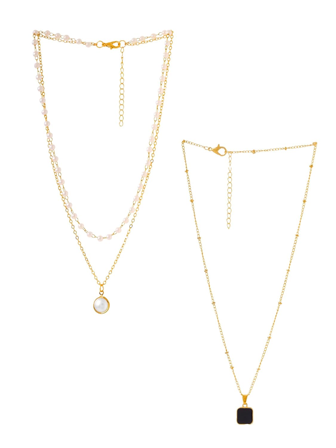 Yellow Chimes 2Pcs Long Chain Pendent Necklace for Women & Girls - Stylish Pendant Chains for Wife, Girlfriend, Birthday, Anniversary