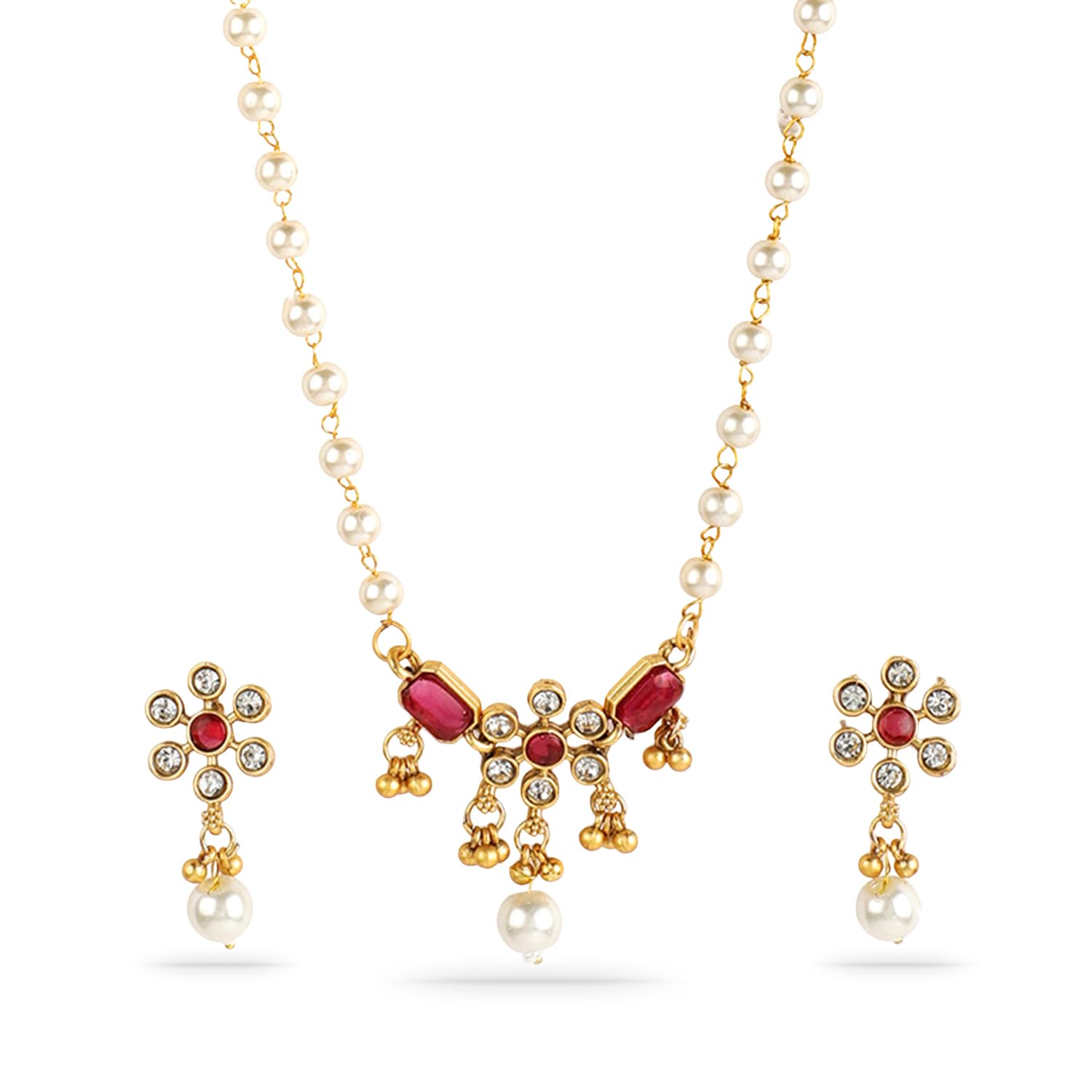 Rubans Necklace Set Gold Plated Traditional Stylish Floral Theme Jewellery Gift for Women & Girls