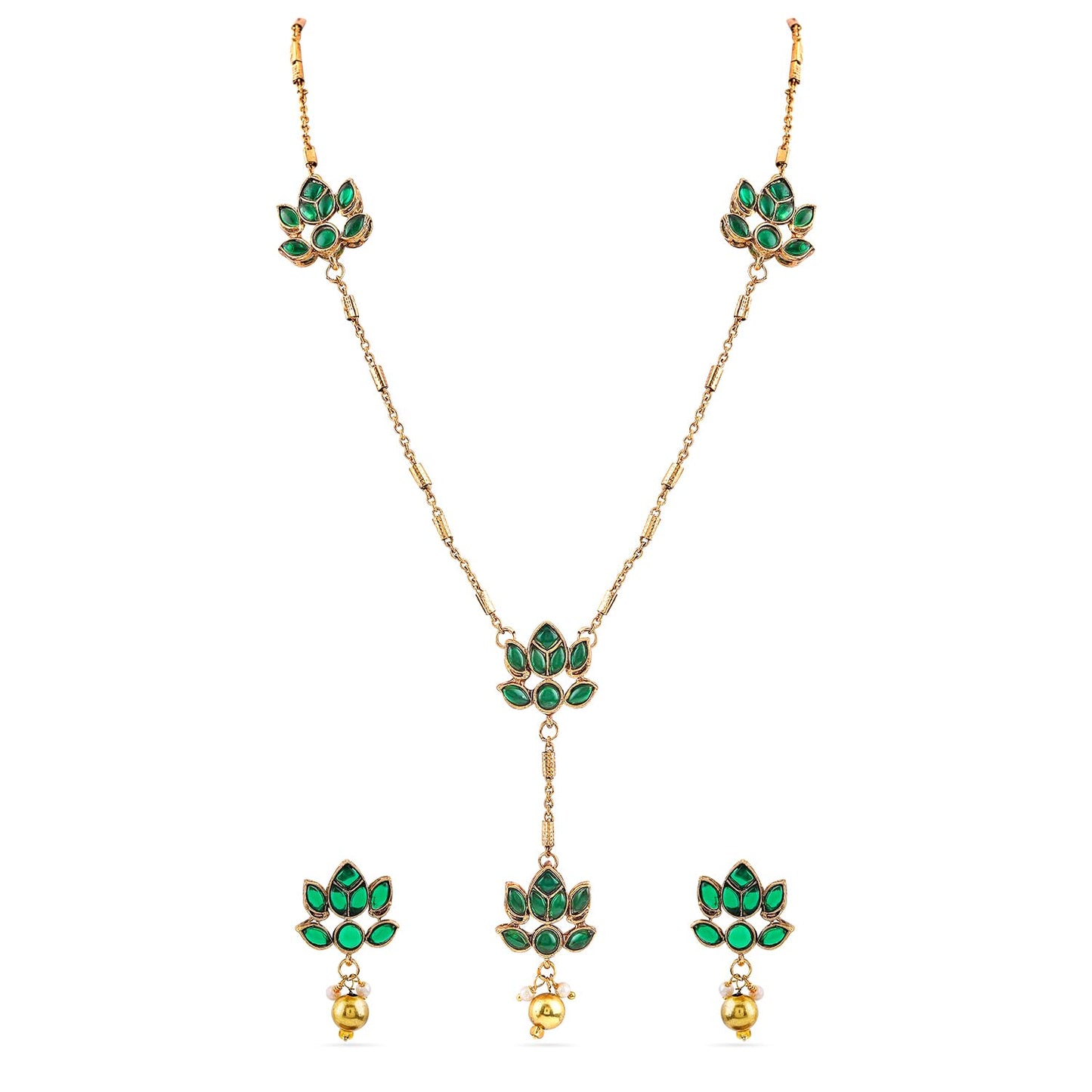 Rubans Necklace Set Gold Plated Traditional Stylish Floral Theme Jewellery Gift for Women & Girls