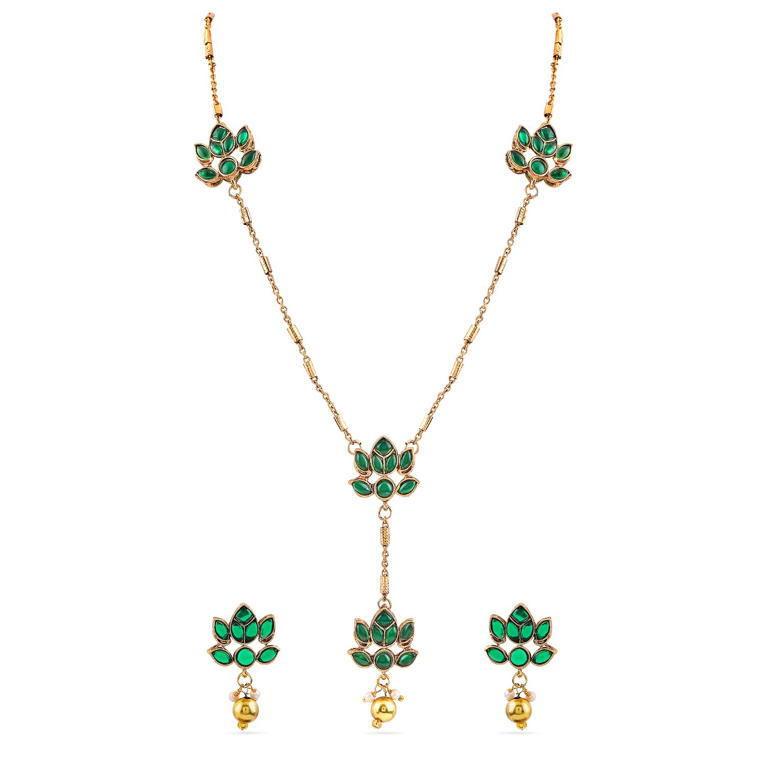 Rubans Necklace Set Gold Plated Traditional Stylish Floral Theme Jewellery Gift for Women & Girls