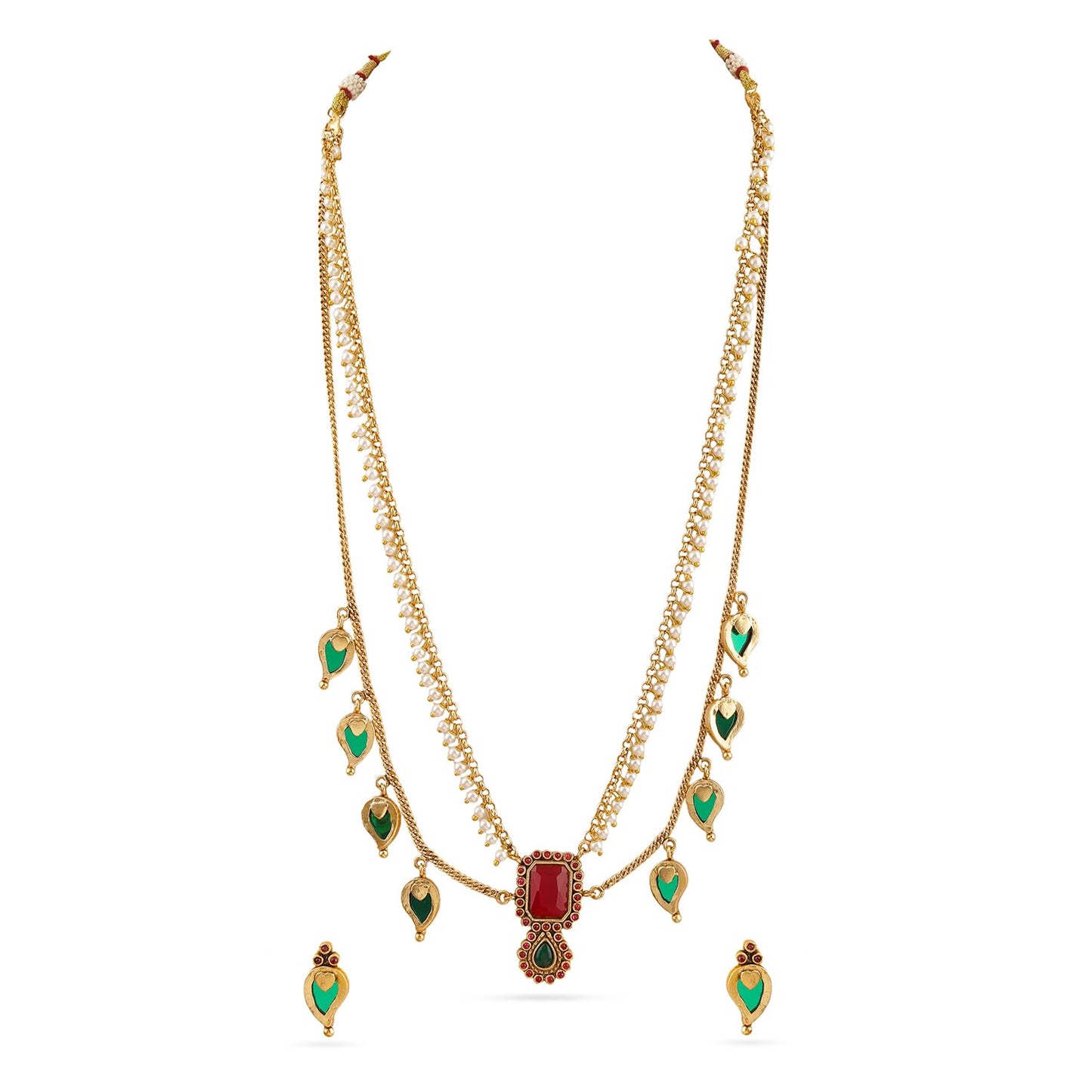 Rubans Necklace Set Gold Plated Traditional Stylish Floral Theme Jewellery Gift for Women & Girls