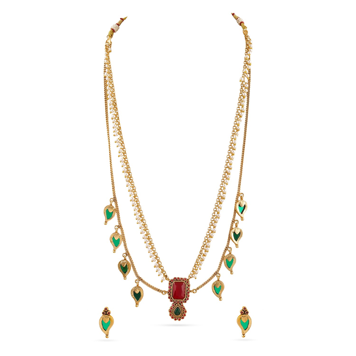 Rubans Necklace Set Gold Plated Traditional Stylish Floral Theme Jewellery Gift for Women & Girls