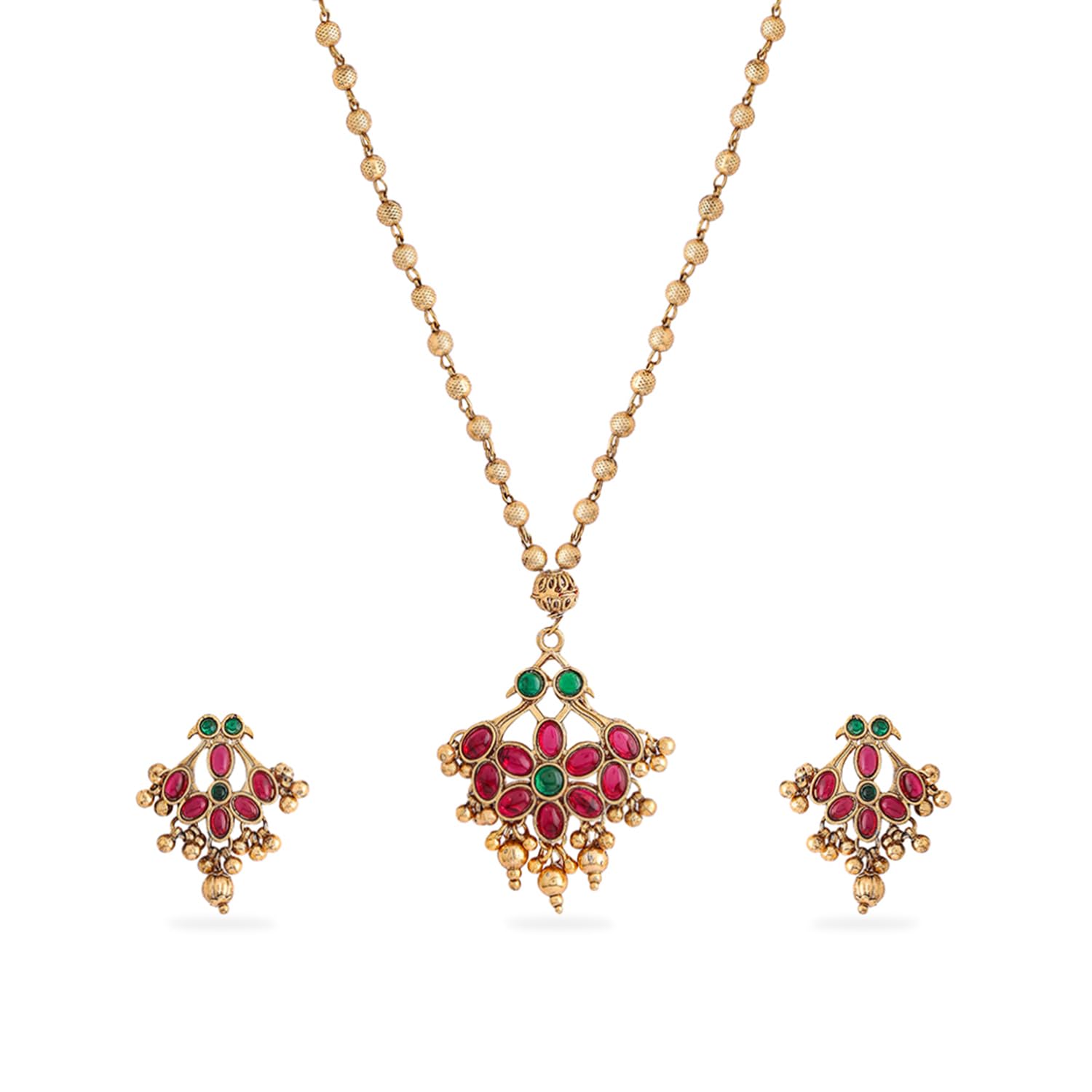 Rubans Necklace Set Gold Plated Traditional Stylish Floral Theme Jewellery Gift for Women & Girls