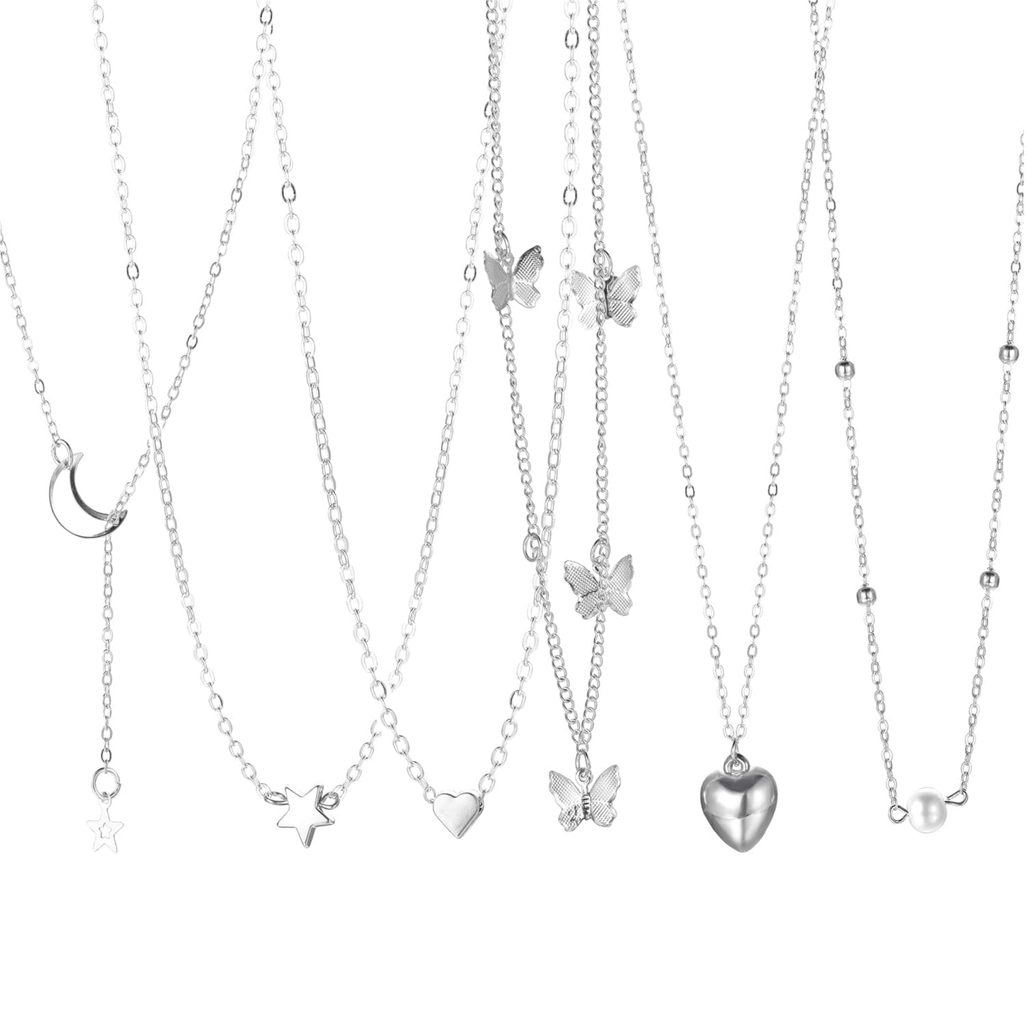 Shining Diva Fashion 5-7 Pcs Combo Latest Stylish Western Necklace Set for Women Pendant Necklace Gifts for Girls