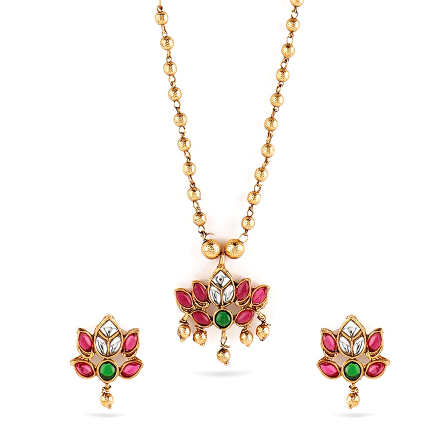 Rubans Necklace Set Gold Plated Traditional Stylish Floral Theme Jewellery Gift for Women & Girls