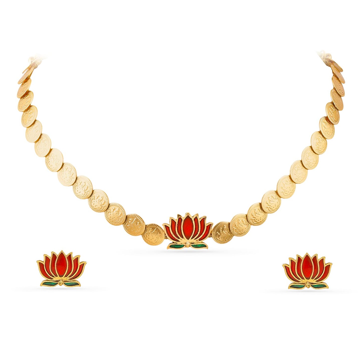 Rubans Necklace Set Gold Plated Traditional Stylish Floral Theme Jewellery Gift for Women & Girls