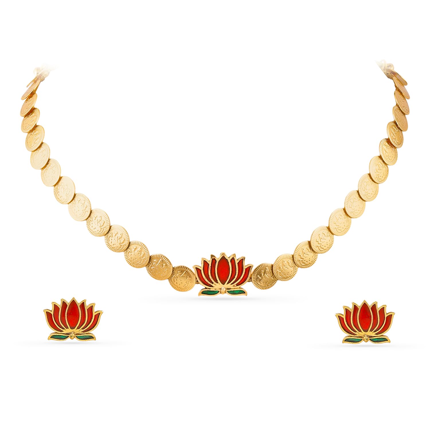 Rubans Necklace Set Gold Plated Traditional Stylish Floral Theme Jewellery Gift for Women & Girls