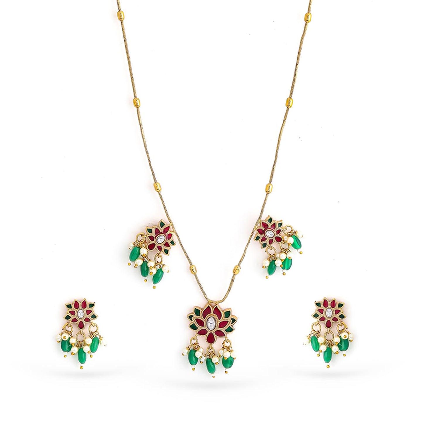 Rubans Necklace Set Gold Plated Traditional Stylish Floral Theme Jewellery Gift for Women & Girls