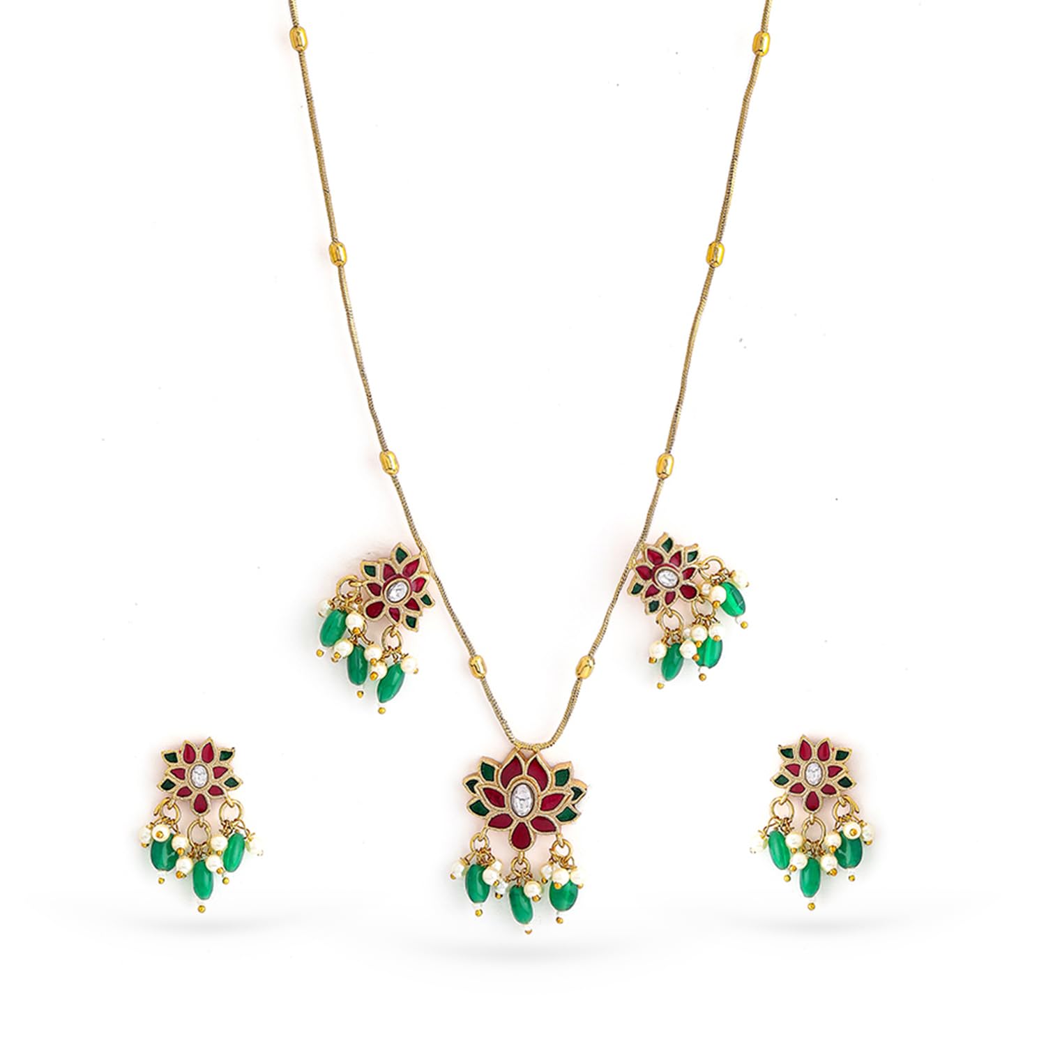 Rubans Necklace Set Gold Plated Traditional Stylish Floral Theme Jewellery Gift for Women & Girls