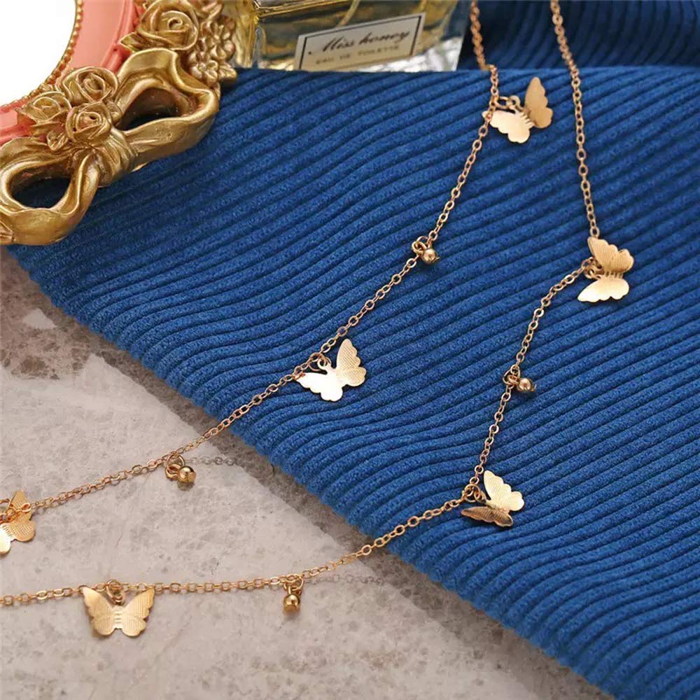 Shining Diva Fashion Latest Multilayer Non Precious Base Metal Cubic Zirconia Golden Western Neckpiece Neck Chain Necklace for Women (12249np)