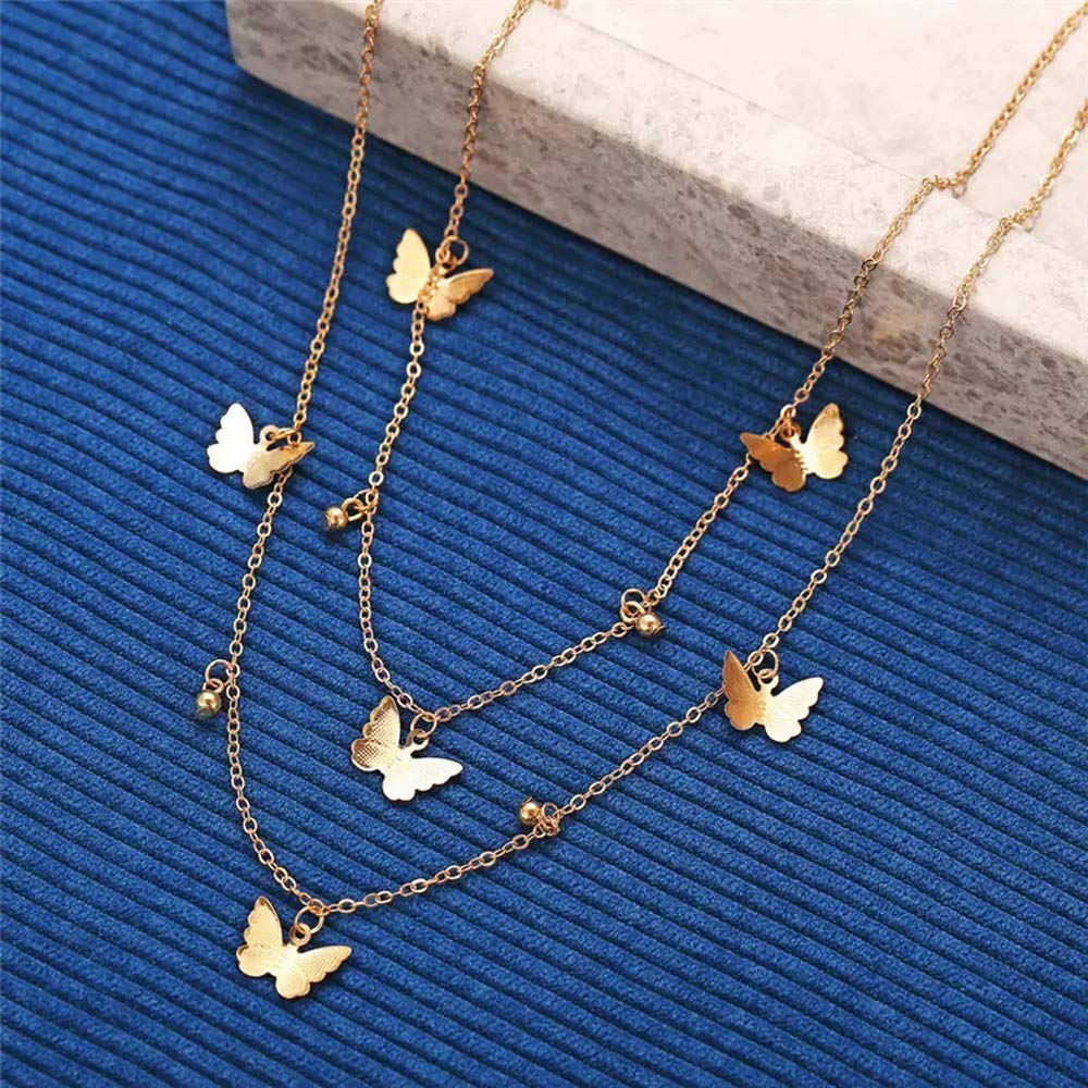 Shining Diva Fashion Latest Multilayer Non Precious Base Metal Cubic Zirconia Golden Western Neckpiece Neck Chain Necklace for Women (12249np)