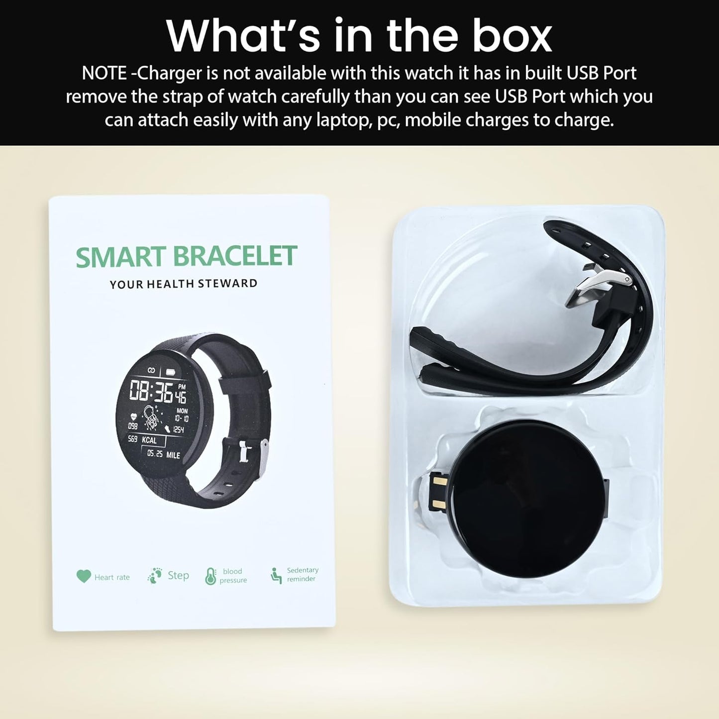 Bouncefit M I D18 Round Fitness Band Smart Watch for Men, Women, Boys, Girls, Kids – Single Touch Interface, Water Resistant, Workout Modes, Quick Charge Sports Smartwatch – Black (GG)