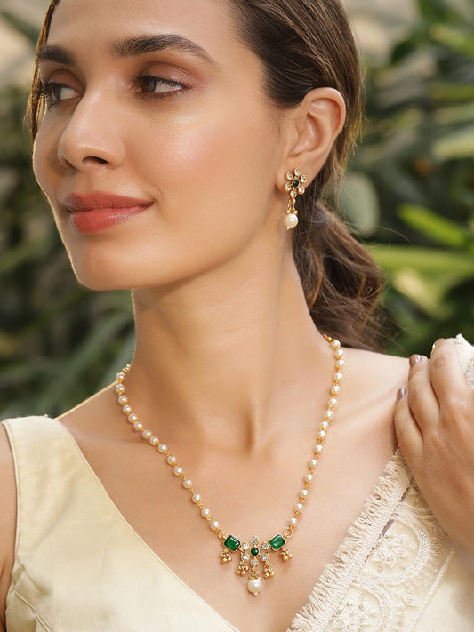 Rubans Necklace Set Gold Plated Traditional Stylish Floral Theme Jewellery Gift for Women & Girls