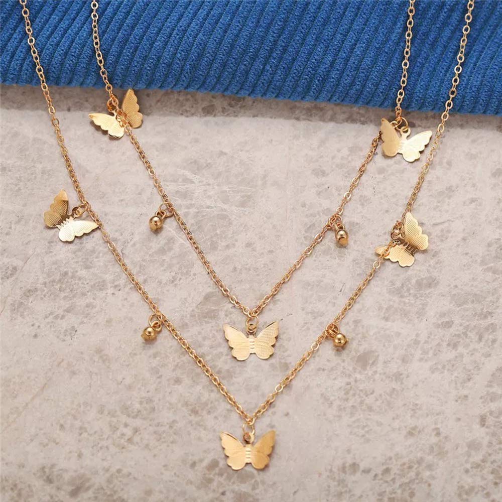 Shining Diva Fashion Latest Multilayer Non Precious Base Metal Cubic Zirconia Golden Western Neckpiece Neck Chain Necklace for Women (12249np)