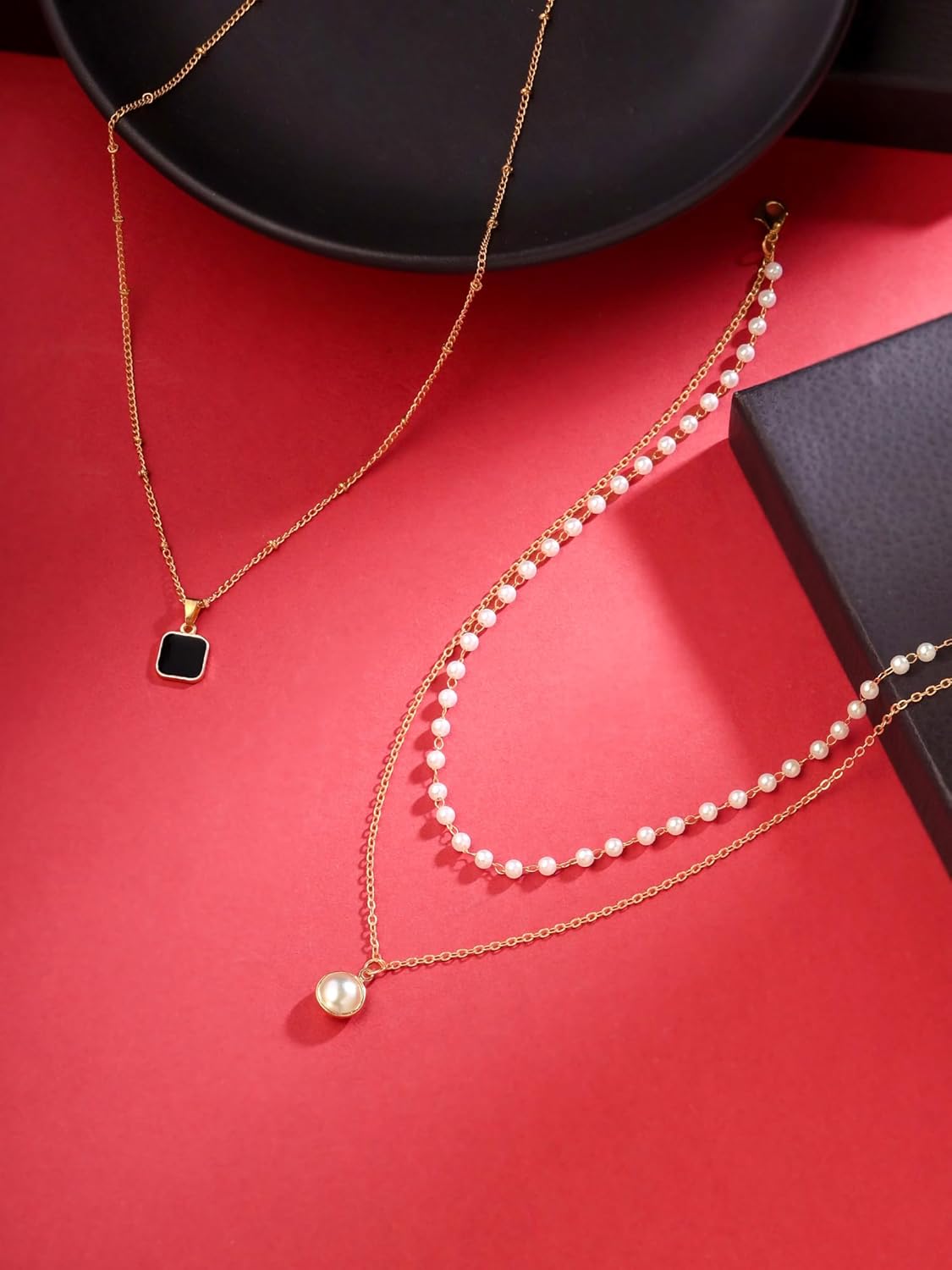Yellow Chimes 2Pcs Long Chain Pendent Necklace for Women & Girls - Stylish Pendant Chains for Wife, Girlfriend, Birthday, Anniversary