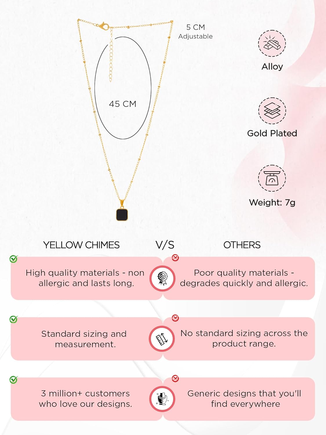 Yellow Chimes 2Pcs Long Chain Pendent Necklace for Women & Girls - Stylish Pendant Chains for Wife, Girlfriend, Birthday, Anniversary