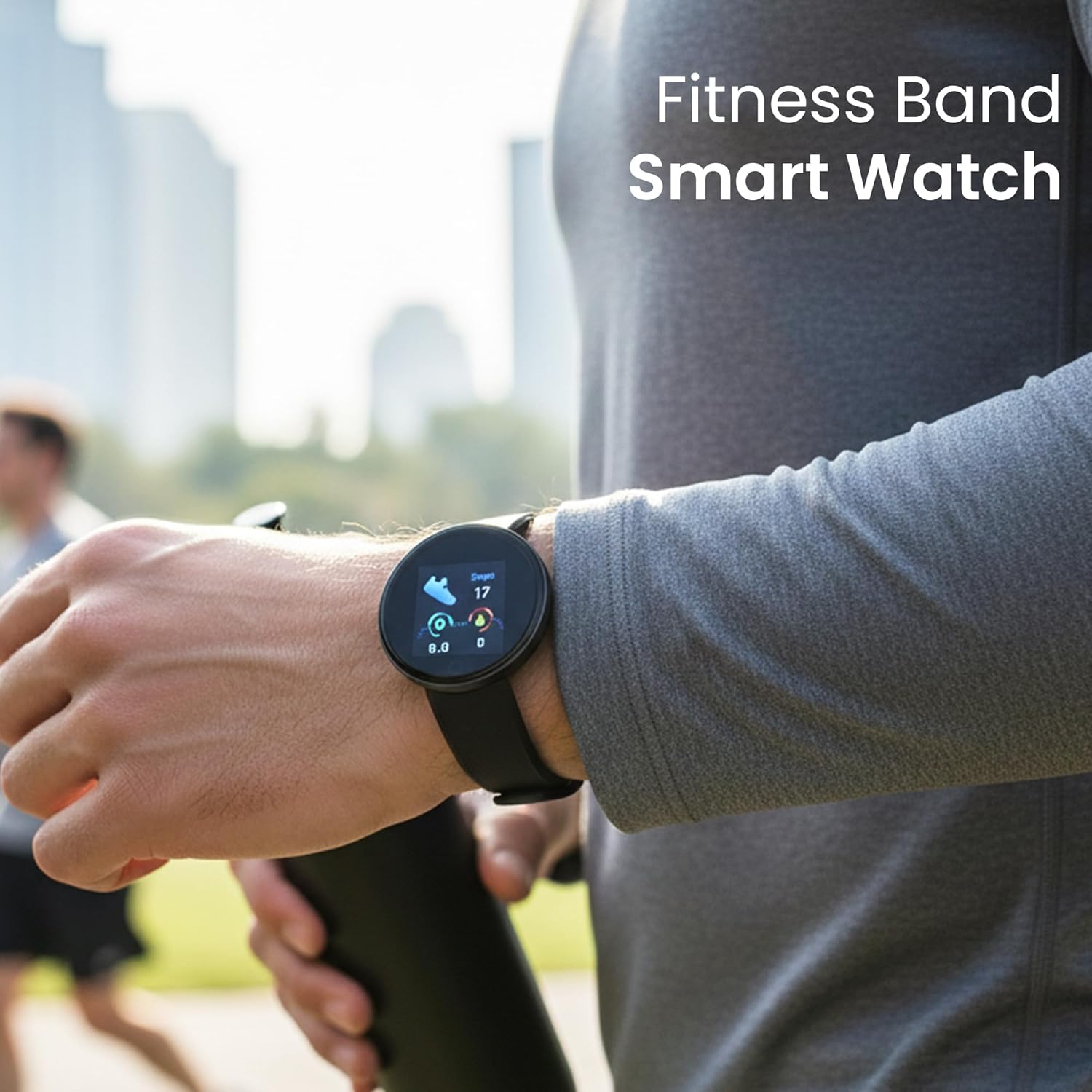 Bouncefit M I D18 Round Fitness Band Smart Watch for Men, Women, Boys, Girls, Kids – Single Touch Interface, Water Resistant, Workout Modes, Quick Charge Sports Smartwatch – Black (GG)