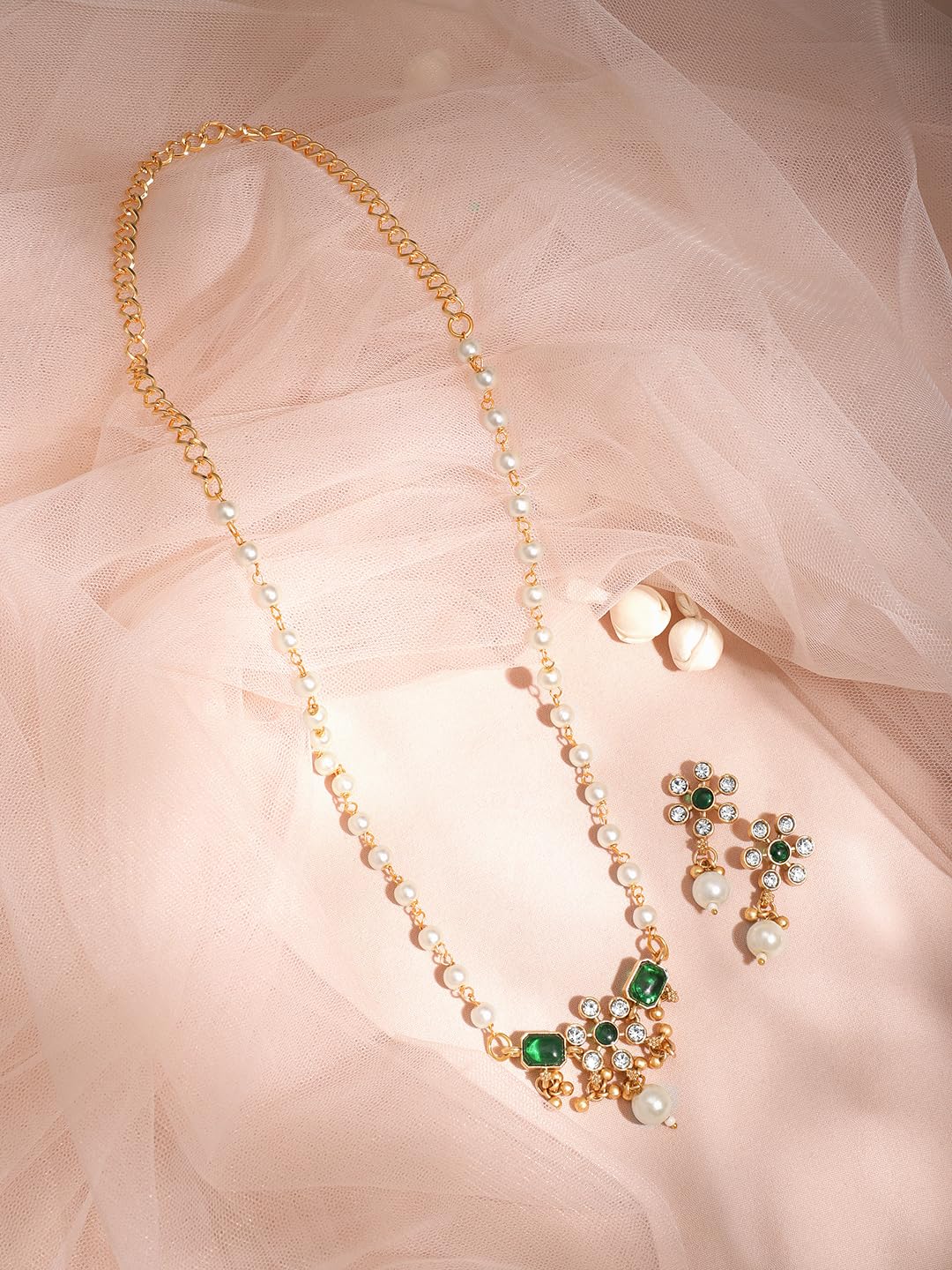 Rubans Necklace Set Gold Plated Traditional Stylish Floral Theme Jewellery Gift for Women & Girls