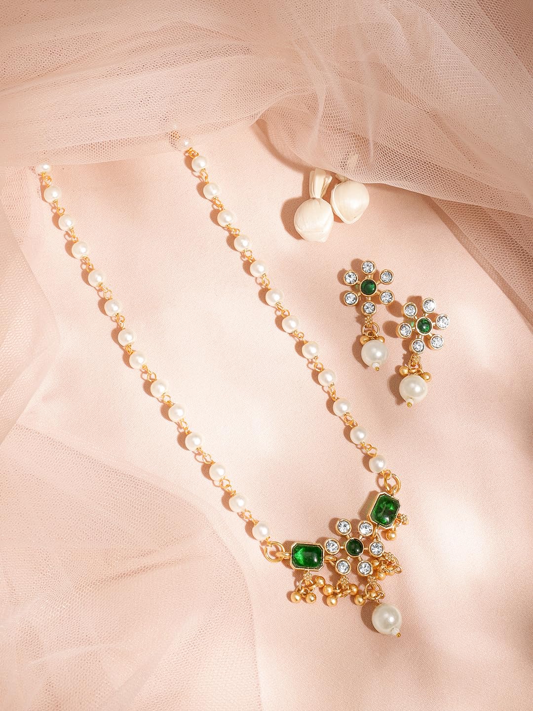 Rubans Necklace Set Gold Plated Traditional Stylish Floral Theme Jewellery Gift for Women & Girls